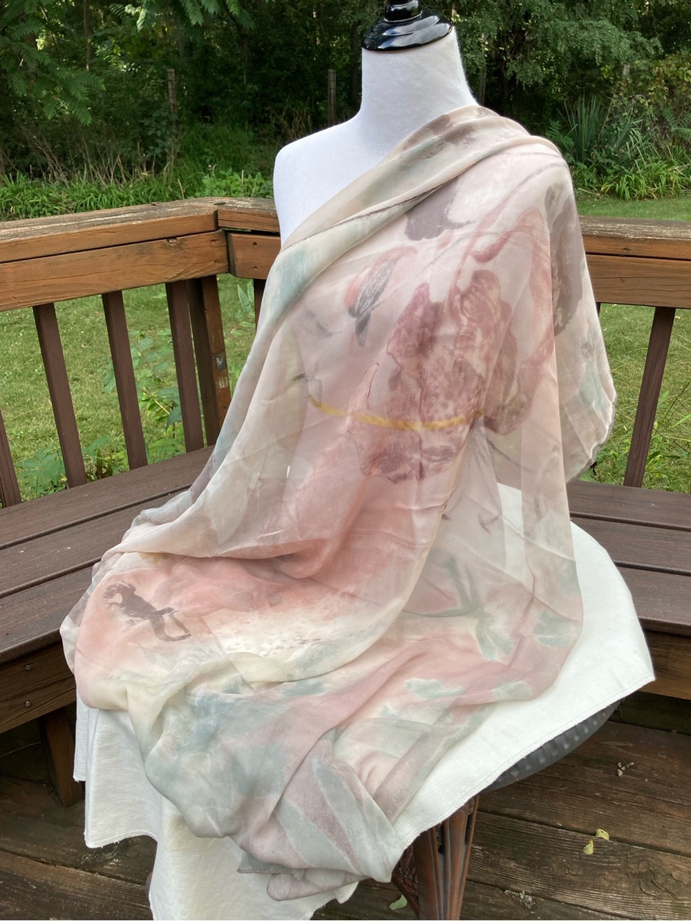 Vintage ETRO Italy 100% Silk Sheer Scarf Tiger Lily Lizard Butterfly Dragonfly